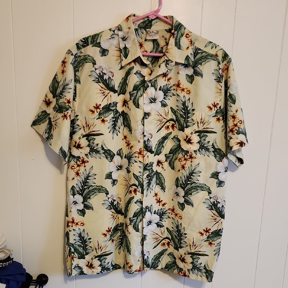 MENS Go Barefoot  HAWIAAN tradition Tropical Floral Shirt Sz L